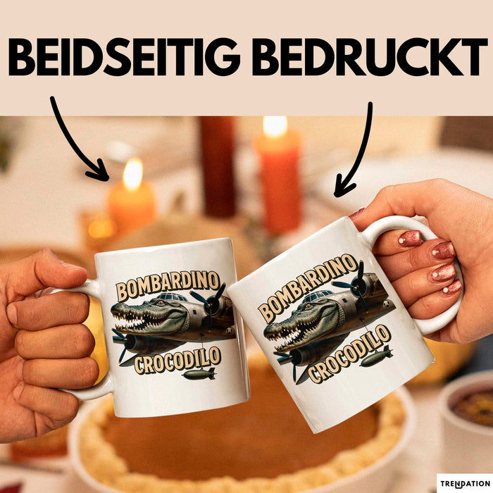 Bombardino Crocodilo Tasse Meme Italienisch Lustig Becher Weiß Trendation