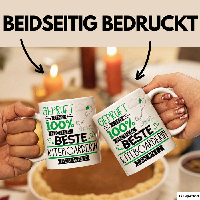 Beste Kiteboarderin Der Welt Tasse Geschenk für Eine Kiteboarderin Geprüft Und Sicher Geschenkidee Geburtstag Weihnachten Weiß Trendation