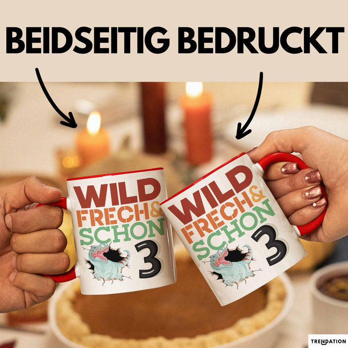 3. Geburtstag Geschenk Tasse Becher Wild Frech Und Schon 3 Rot Trendation