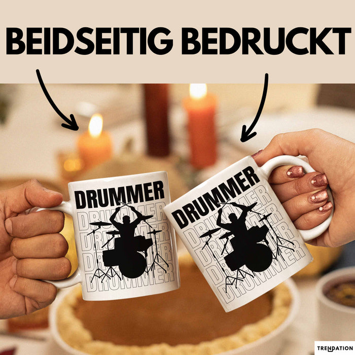 Drummer Schlagzeug-Spieler Geschenk Tasse Geschenkidee Kaffee-Becher Schlagzeuger Weiß Trendation