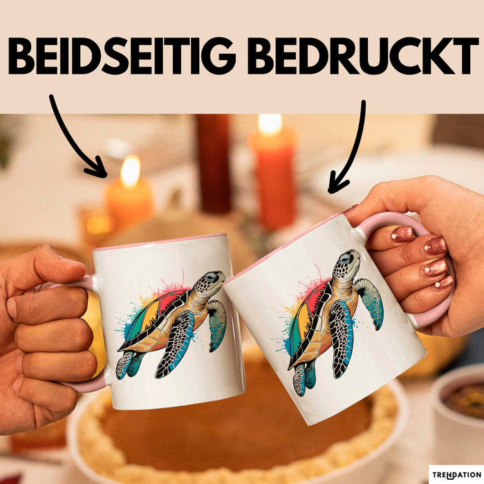 Schildkröte Tierliebhaber Tasse Geschenk Lustige Geschenkidee Spruch Rosa Trendation