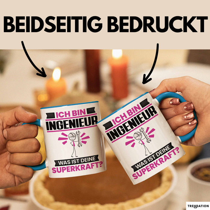 Ingenieur Tasse Geschenk für Ingenieur Geburtstag Lustiger Spruch Kaffee-Becher Was Ist Deine Superkraft Blau Trendation