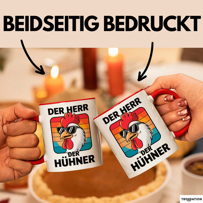 Huhn Tier Bauer Tasse Becher Geschenk Lustige Geschenkidee Spruch Der Herr Der Hühner Rot Trendation