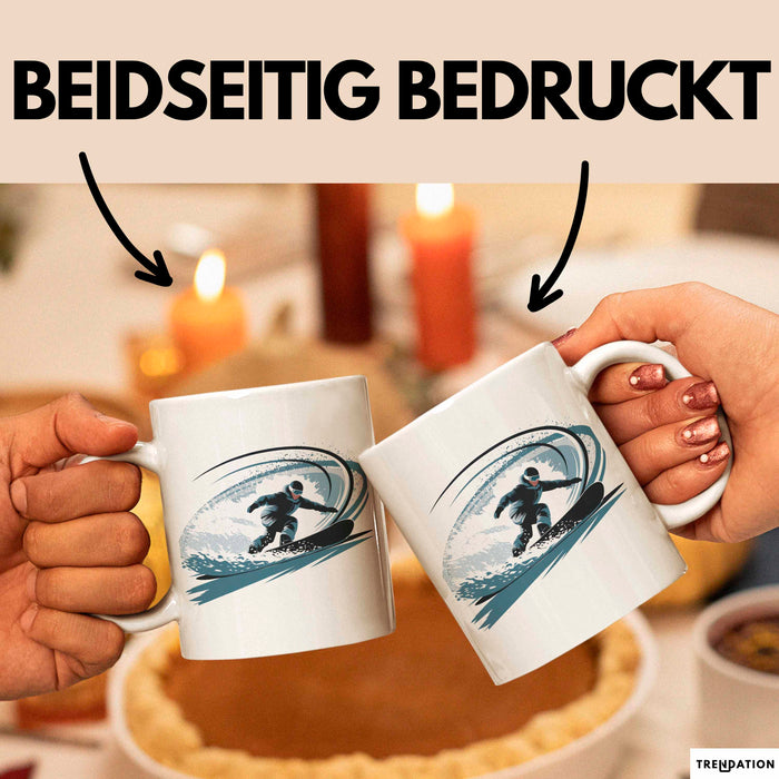 Snowboarder Tasse Geschenkidee Schneereiter Lustiger Spruch Geschenkidee Lustig Weiß Trendation