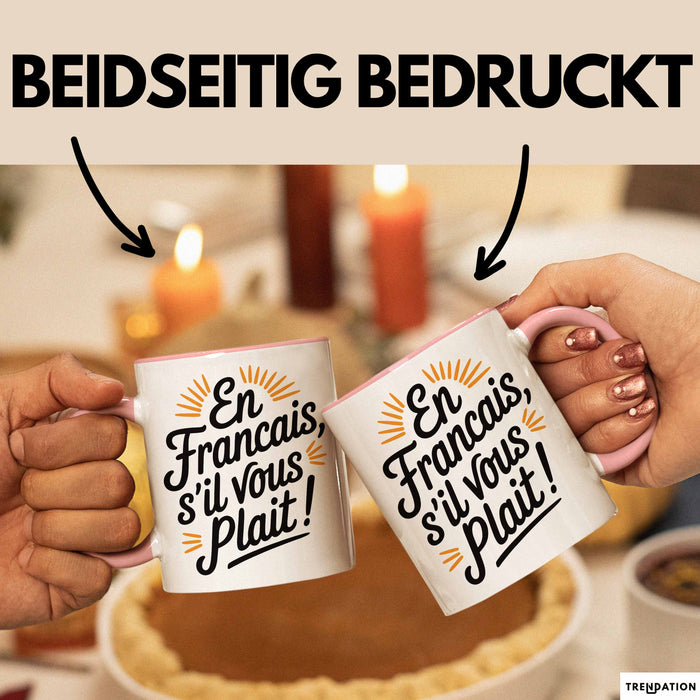 Französischlehrer Unterricht Tasse Geschenk Lustige Geschenkidee Spruch En Français S’Il Vous Plaît Rosa Trendation