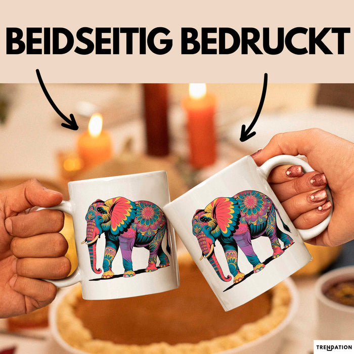 Elefant Tier Blumen Tasse Geschenk Lustige Geschenkidee Spruch Weiß Trendation