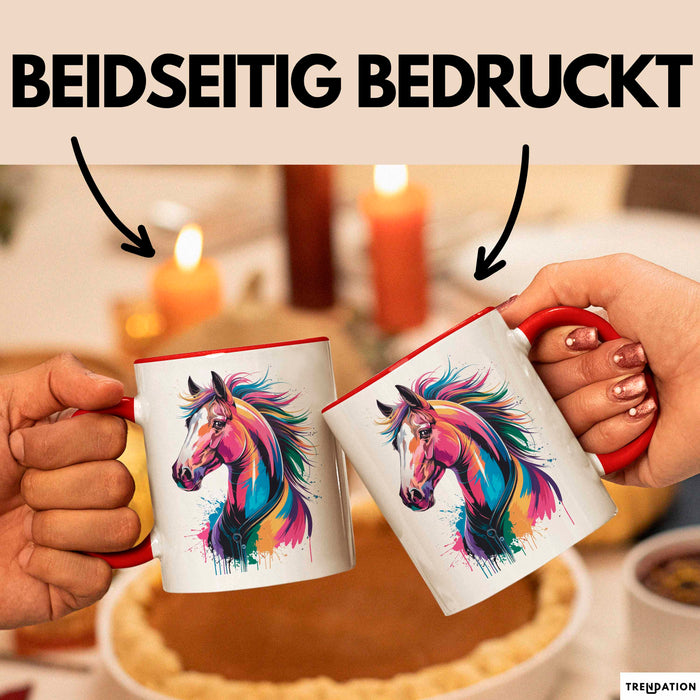 Pferd Tier Liebhaber Tasse Becher Geschenk Lustige Geschenkidee Spruch Rot Trendation