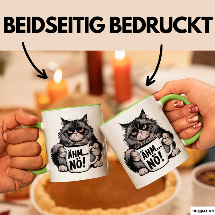 Katzen Tierliebhaber Tasse Geschenk Lustige Geschenkidee Spruch Ähm Nö Grün Trendation