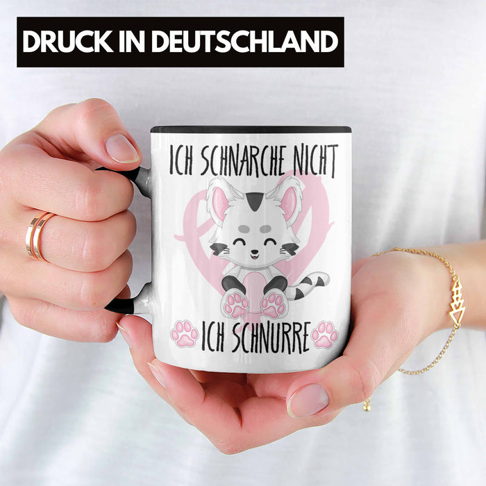 Ich Schnarche Nicht Ich Schnurre Tasse Geschenk Frauen Katzenliebhaber Geschenkidee Schwarz Trendation