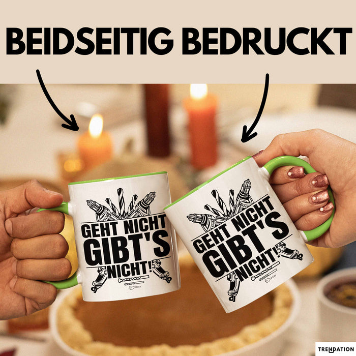 Handwerker Geschenk Tasse Geht Nicht Gibts Nicht Handwerk Hausmeister Geschenkidee Spruch Kaffee-Becher Grün Trendation