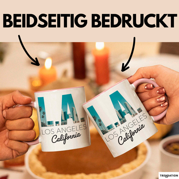 Los Angeles LA Kalifornien USA Tasse Becher Geschenk Lustige Geschenkidee Spruch Rosa Trendation