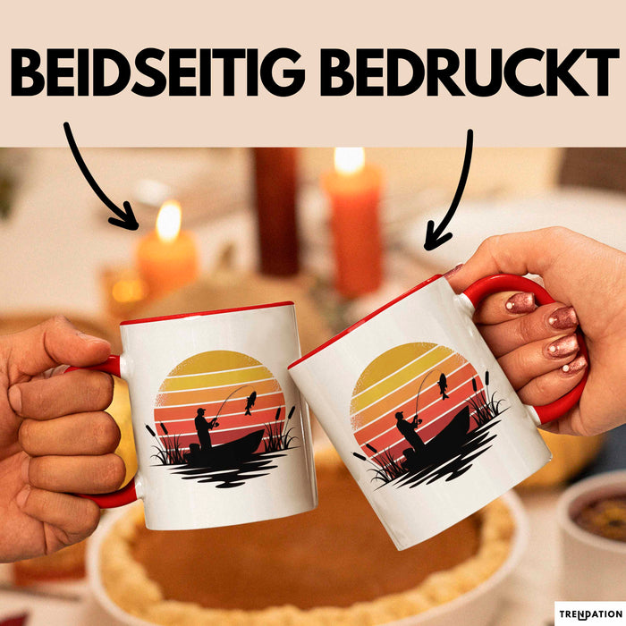 Angelliebhaber Fischer Retro Tasse Geschenk Lustige Geschenkidee Spruch Rot Trendation
