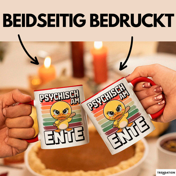 Ente Tier Tasse Geschenk Lustige Geschenkidee Spruch Psychisch Am Ente Rot Trendation