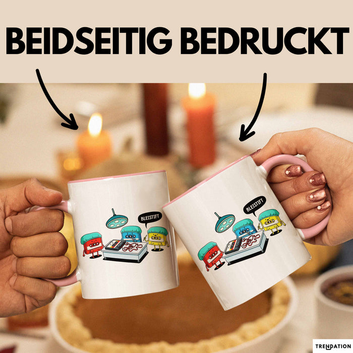 Retro Kassette OP Arzt Tasse Geschenk Lustige Geschenkidee Spruch Bleistift Rosa Trendation