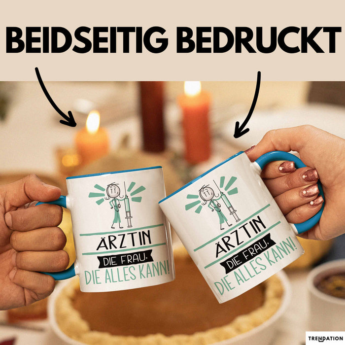 Ärztin Geschenk Tasse Becher Die Frau Die Allen Kann Geschenkidee für eine Ärztin Lustig Blau Trendation