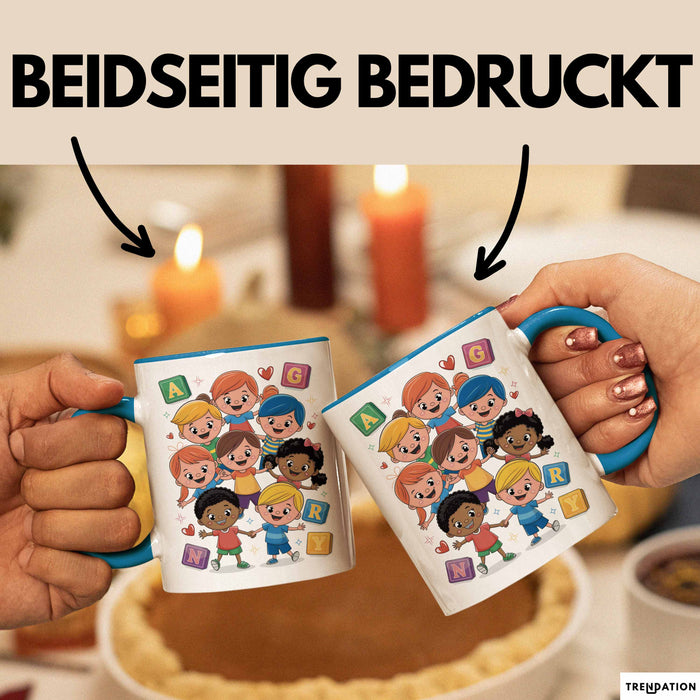 Kindergarten Lehrer Tasse Geschenk Lustige Geschenkidee Spruch Für Kleine Lernende Blau Trendation
