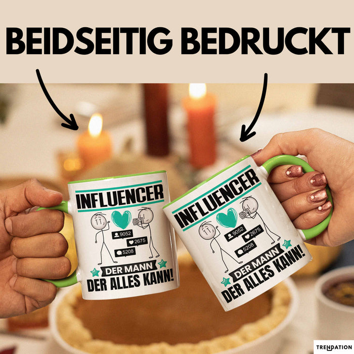 Influencer Tasse Geschenk für Influencer Der Mann Der Alles Kann Geschenkidee zum Geburtstag Grün Trendation