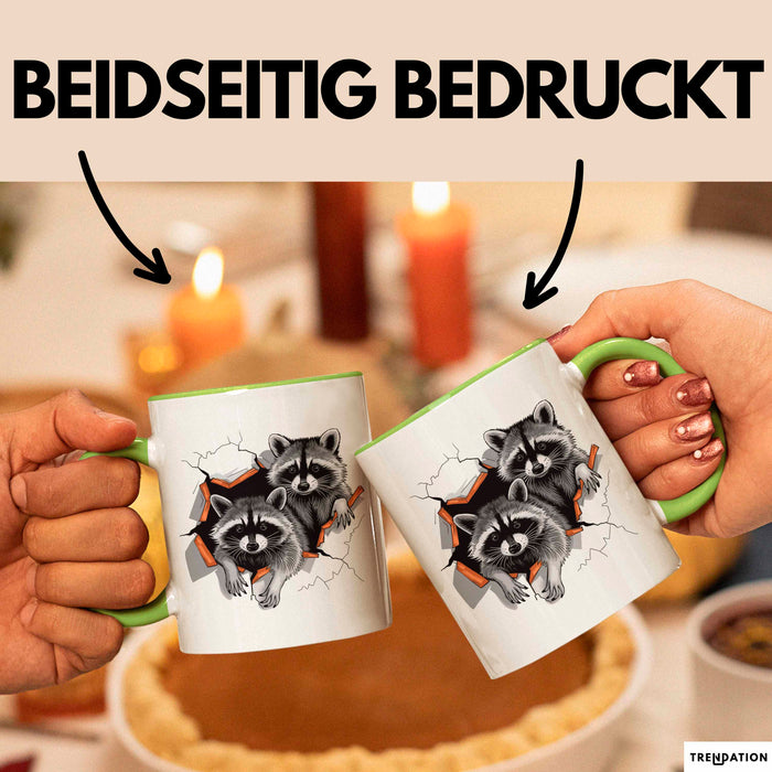 Waschbär Tierliebhaber Tasse Geschenk Lustige Geschenkidee Spruch Grün Trendation