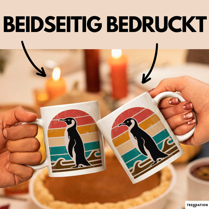Retro Pinguin Tier Tasse Geschenk Lustige Geschenkidee Spruch Weiß Trendation
