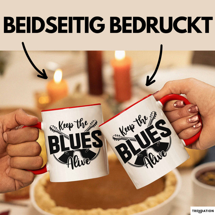 Jazz Tasse Geschenk Keep The Blues Alive Musik Becher Rot Trendation
