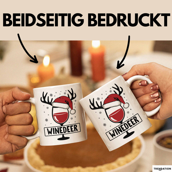 Rotwein-Trinker Tasse Geschenk Weindeer Weihnachten Geschenkidee Für Rot-Weintrinker Kaffee-Becher Weiß Trendation