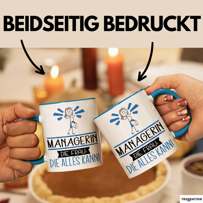Managerin Geschenk Tasse Becher Die Frau Die Allen Kann Geschenkidee für eine Managerin Lustig Blau Trendation