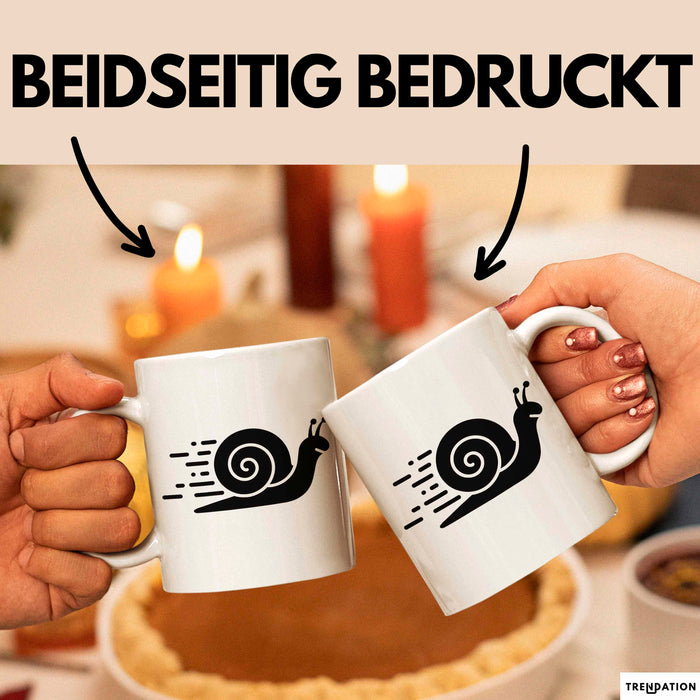 Schnelle Schnecke Tasse Geschenk Lustige Geschenkidee Spruch Weiß Trendation