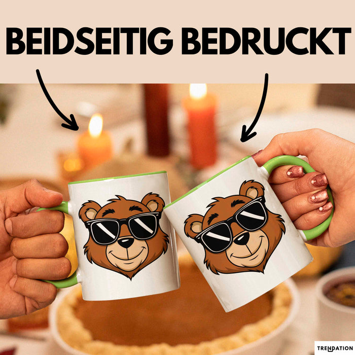 Teddybär Tier Sonnenbrille Tasse Geschenk Lustige Geschenkidee Spruch Grün Trendation