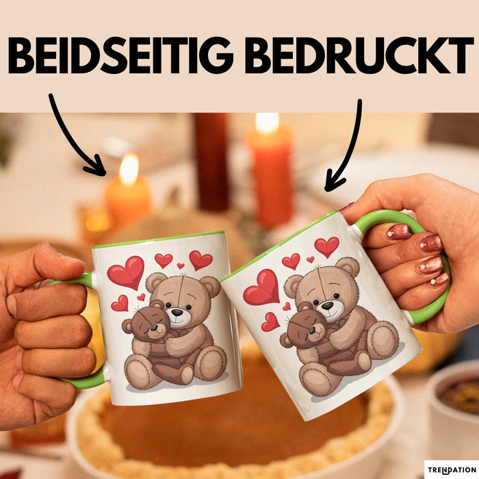 Teddybär Tierliebhaber Tasse Geschenk Lustige Geschenkidee Spruch Romantisches Herz Grün Trendation