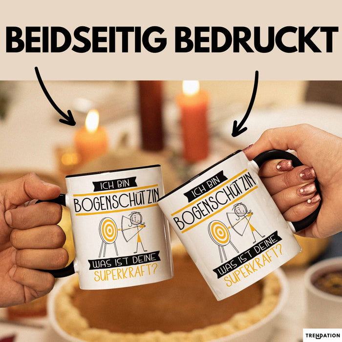 Bogenschützin Geschenk Tasse Ich Bin Bogenschützin Was Ist Deine Superkraft Geschenkidee Lustig Geburtstag Weihnachten Schwarz Trendation