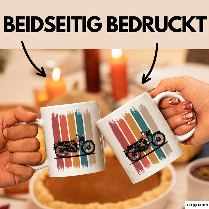 Retro Motorrad Tasse Geschenk Lustige Geschenkidee Spruch Weiß Trendation