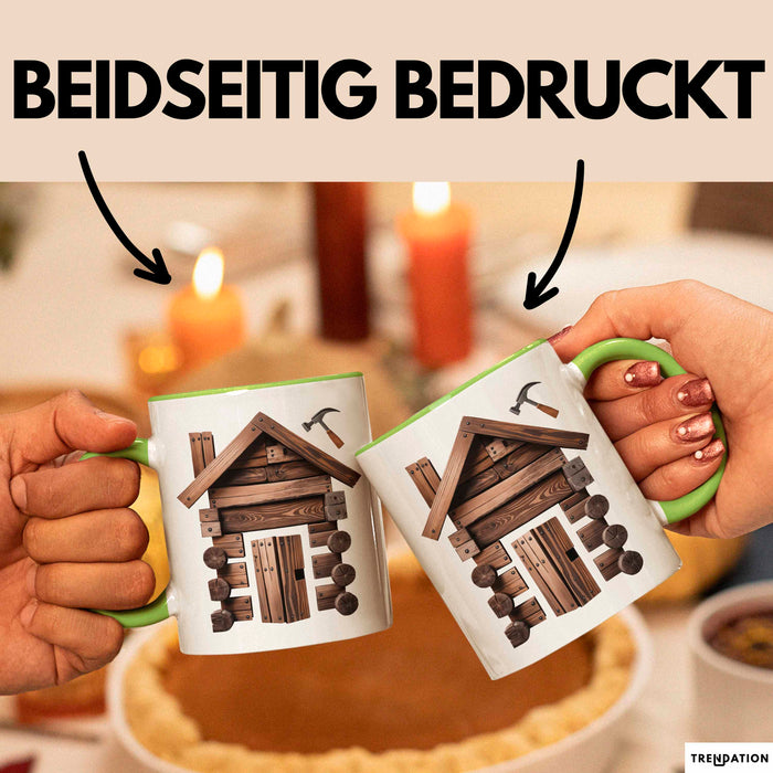 Zimmermann Tasse Geschenkidee für Holzhandwerker Grün Trendation