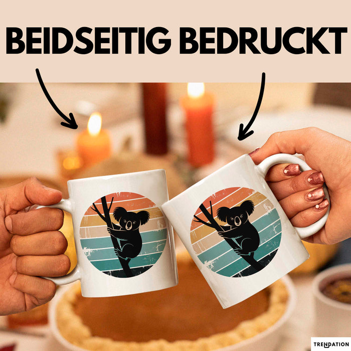 Retro Koala Tierliebhaber Tasse Geschenk Lustige Geschenkidee Spruch Weiß Trendation