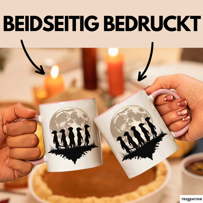 Erdmännchen Tier Mond Tasse Geschenk Lustige Geschenkidee Rosa Trendation