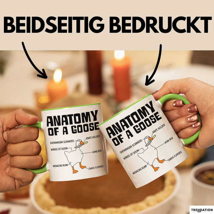 Gans Tasse Geschenk Mit Humor Anatomy Of A Goose Knife Holder Wings Of Doom Kaffee-Becher Grün Trendation
