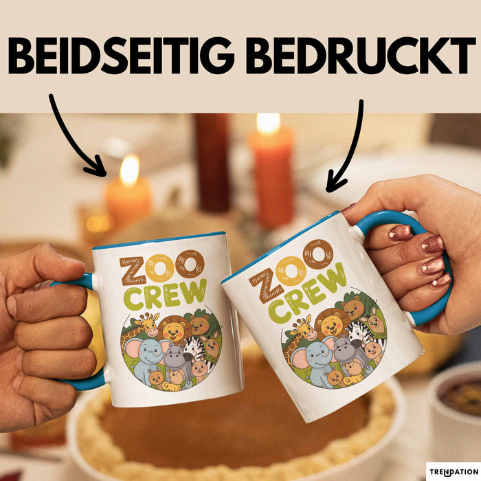 Zoo Tiere Liebhaber Tasse Geschenk Lustige Geschenkidee Spruch Zoo Crew Blau Trendation