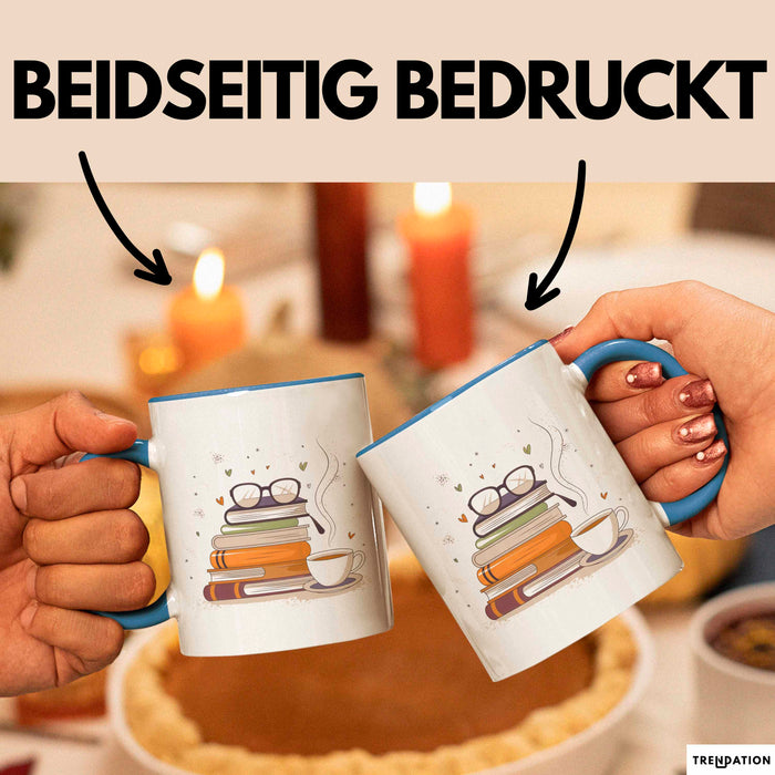 Bücherwurm Tasse Geschenk Lustige Geschenkidee Spruch Für Lese Liebhaber Blau Trendation