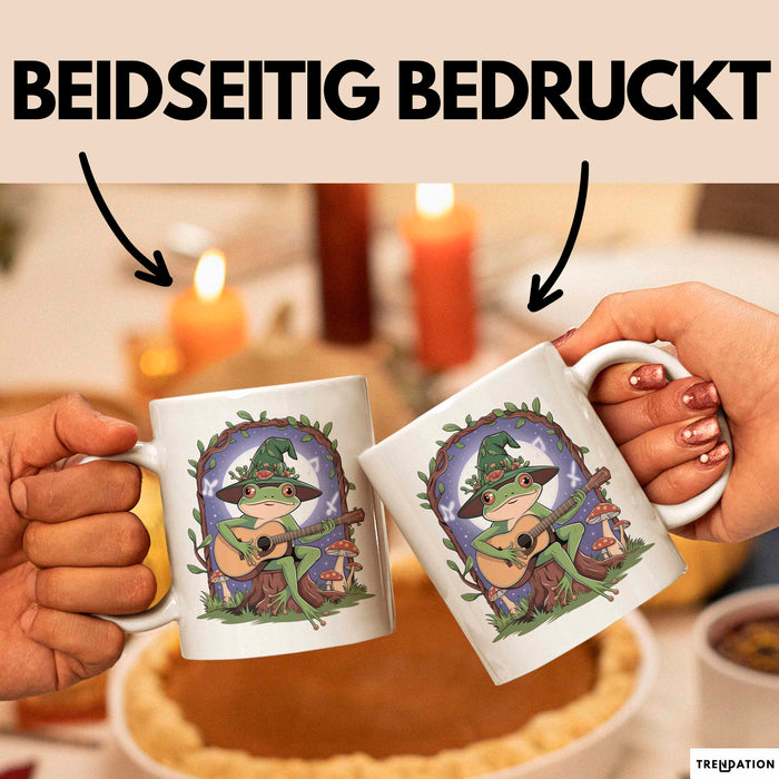 Frosch Tier Spielt Banjo Tasse Geschenk Lustige Geschenkidee Spruch Weiß Trendation
