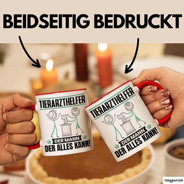 Tierarzthelfer Tasse Geschenk für Tierarzthelfer Der Mann Der Alles Kann Geschenkidee zum Geburtstag Rot Trendation