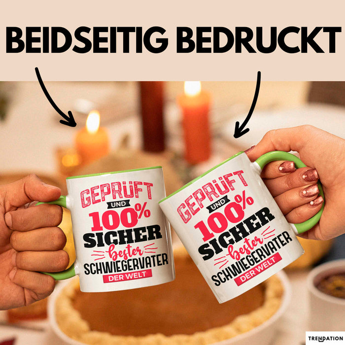 Schwiegervater Tasse Geschenk Geprüft Und Hundert Prozent Sicher Bester Schwiegervater Der Welt Becher Grün Trendation