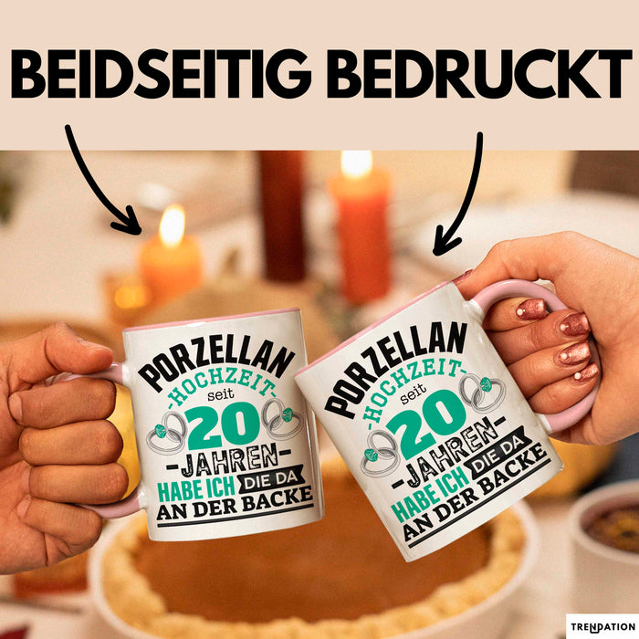 Pozellanhochzeit Tasse Geschenk Dornenhochzeit Geschenkidee Ehemann Ehefrau 20 Jahre Becher Rosa Trendation