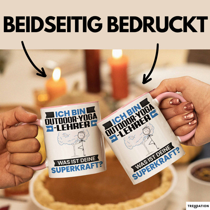 Outdoor-Yoga-Lehrer Tasse Geschenk für Outdoor-Yoga-Lehrer Geburtstag Lustiger Spruch Kaffee-Becher Was Ist Deine Superkraft Rosa Trendation