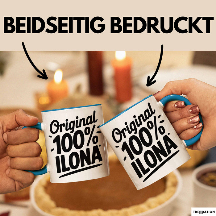 Ilona Tasse Geschenk Original 100% Ilona Geschenkidee Geburtstag Blau Trendation