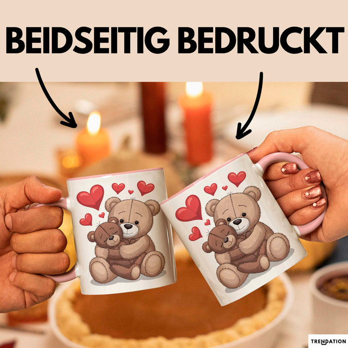 Teddybär Tierliebhaber Tasse Geschenk Lustige Geschenkidee Spruch Romantisches Herz Rosa Trendation