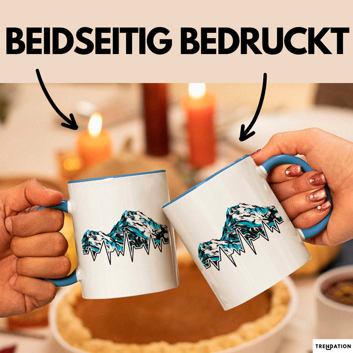 Ski Tasse Geschenk Grafik Skiberge Berge Becher Blau Trendation