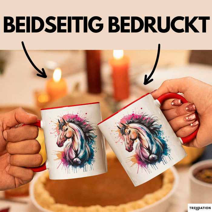 Pferde Tierliebhaber Tasse Geschenk Lustige Geschenkidee Spruch Rot Trendation