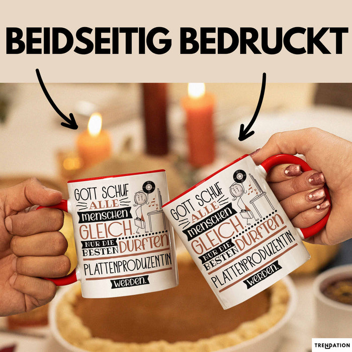 Plattenproduzentin Geschenk Becher Tasse Gott Schuf Alle Menschen Gleich Nur Die Besten Durfeten Plattenproduzentin Werden Geschenkidee Lustig Rot Trendation