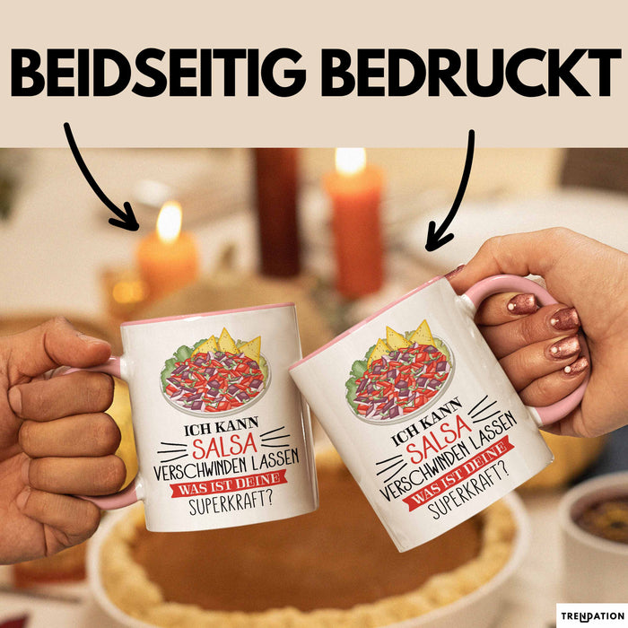 Salsa-Liebhaber Tasse Geschenk Ich Kann Salsa Verschwinden Lassen Was Ist Deine Superkraft Becher Geschenkidee Salsa Kaffee-Becher Rosa Trendation
