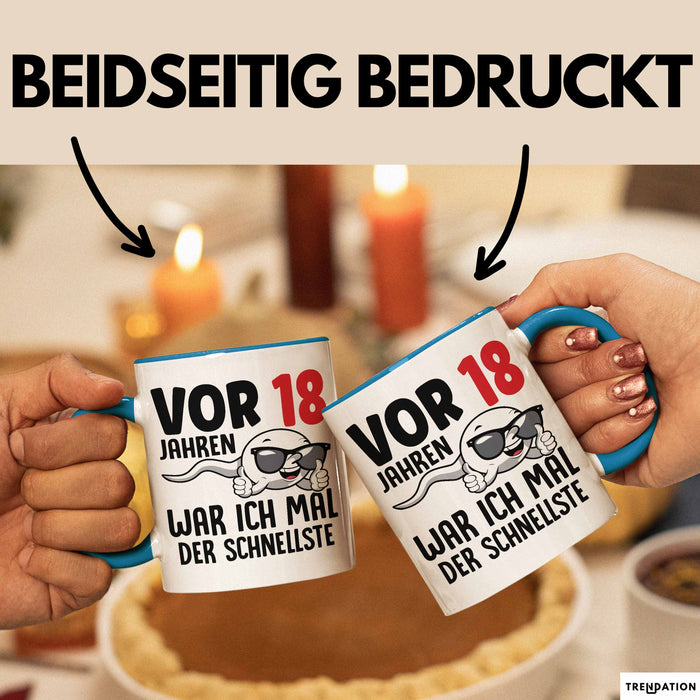 18. Geburtstag Tasse Geschenk Jungs Vor 8 Jahren War Ich Mal Der Schnellste Blau Trendation