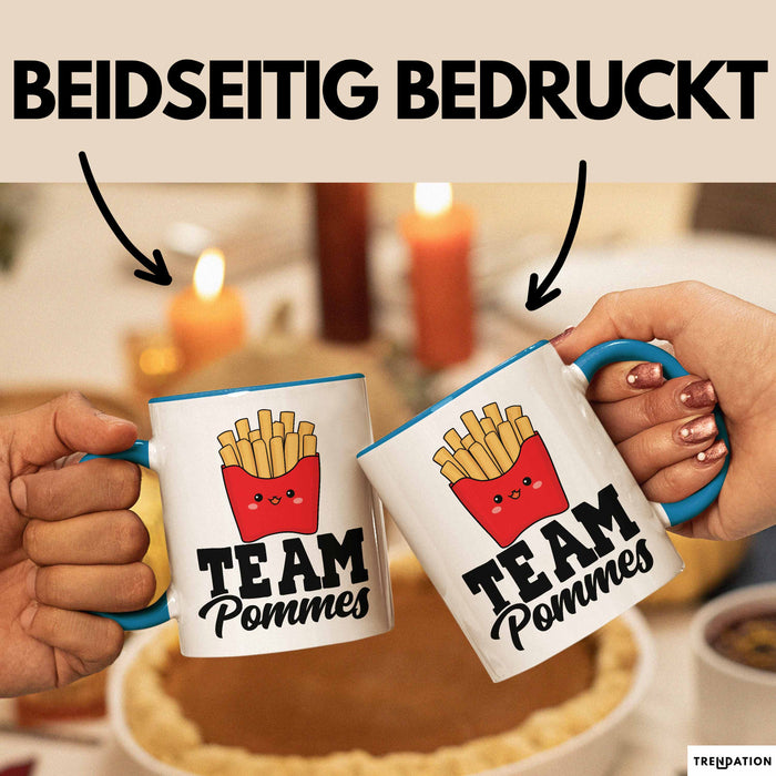 French Fries Tasse Pommes Frites Team Fritten Fans Blau Trendation